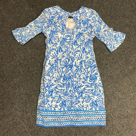 Lilly Pulitzer fiesta crab print dress mini Size 00 Womens Preppy Beach - Picture 6 of 7
